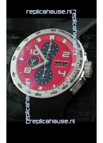 Porsche Design Flat Six P'6340 Swiss Chronograph Watch in Red Dial