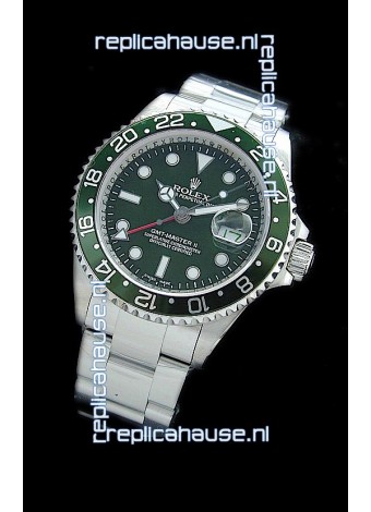 Rolex GMT Master II Swiss Replica Steel Watch in Green Dial