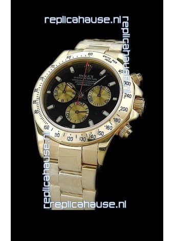 Rolex Daytona Swiss Replica Gold Watch in Black Dial