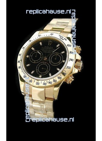 Rolex Daytona Swiss Replica Gold Watch in White Stick Hour Markers