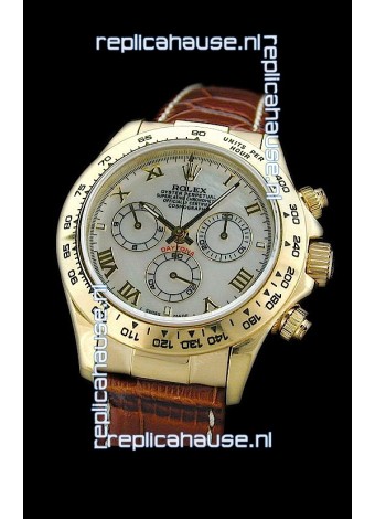 Rolex Daytona Cosmograph Swiss Replica Gold Watch in Roman Hour Markers