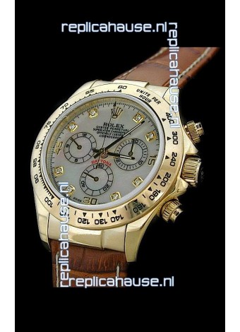 Rolex Daytona Cosmograph Swiss Replica Gold Watch in Mother of Pearl Dial