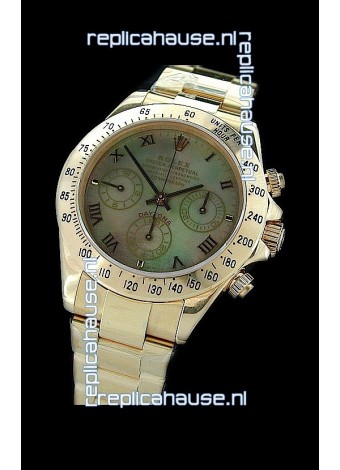 Rolex Daytona Cosmograph Swiss Replica Gold Watch in Color Mother of Pearl