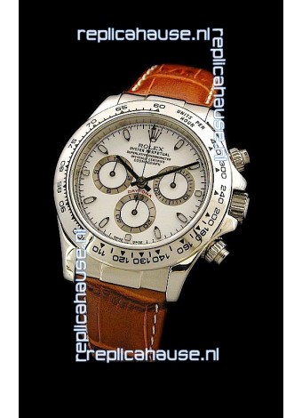 Rolex Daytona Cosmograph Swiss Replica Steel Watch in White Dial