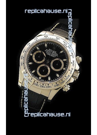 Rolex Daytona Cosmograph Swiss Replica Gold Watch in Black Dial