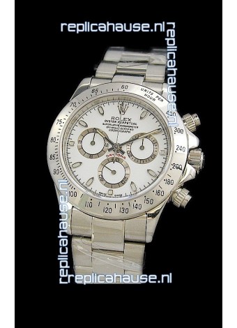 Rolex Daytona Cosmograph Swiss Replica Steel Watch in White Dial
