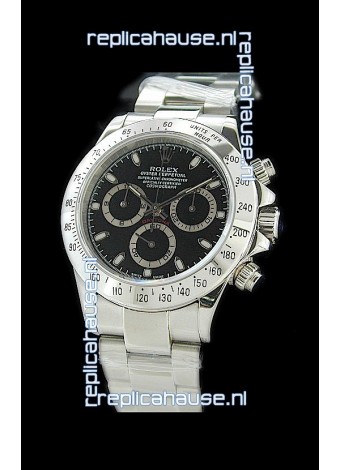 Rolex Daytona Cosmograph Swiss Replica Steel Watch in Black Dial