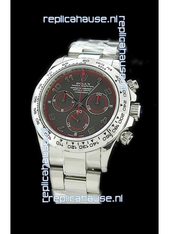 Rolex Daytona Cosmograph Swiss Replica Steel Watch in Red Subdial