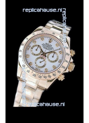 Rolex Daytona Cosmograph Swiss Replica Gold Watch in White Dial