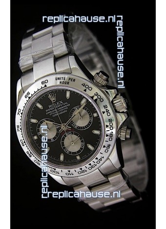 Rolex Daytona Cosmograph Swiss Replica Steel Watch in Black Dial