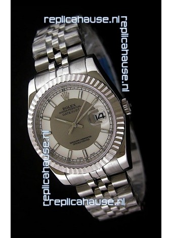 Rolex Datejust Mens Japanese Replica Watch in White & Grey Dial