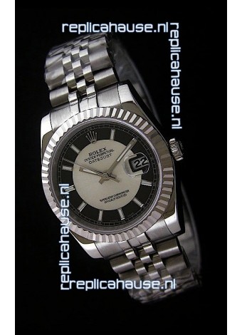 Rolex Datejust Mens Japanese Replica Watch in Black & White Dial