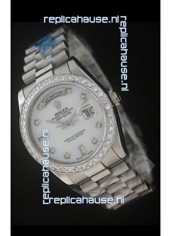 Rolex Day Date Just Japanese Replica Watch in White Dial