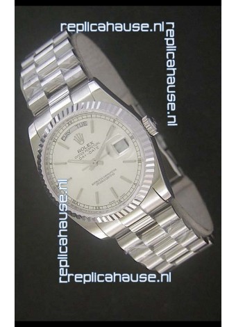 Rolex Day Date Just Japanese Replica Silver White Watch 