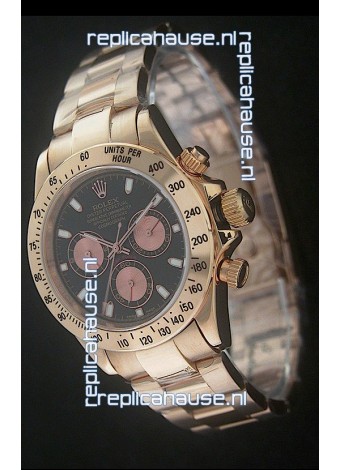 Rolex Daytona Cosmograph Swiss Replica Yellow Gold Watch in Black Dial