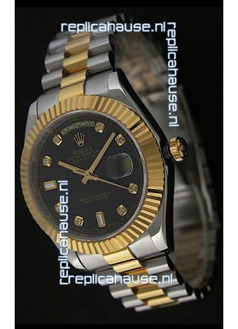 Rolex Datejust Swiss Replica Two Tone Yellow Gold Watch 