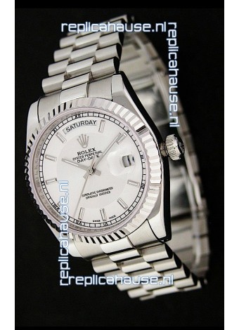 Rolex Day Date Just Japanese Replica Silver White Watch 