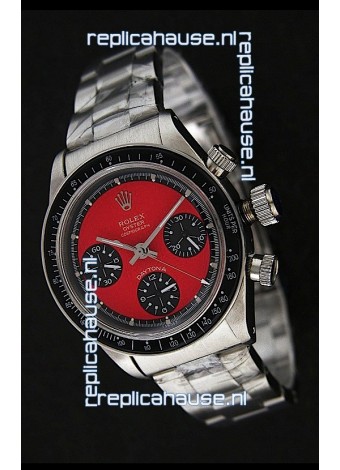 Rolex Daytona Cosmograph Swiss Replica Stainless Steel Watch in Red Dial