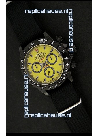 Rolex Daytona Oyster Perpetual Swiss Replica PVD Watch in Yellow Dial