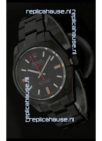 Rolex White Milgauss Black-Out Swiss Replica Watch in Orange Markers