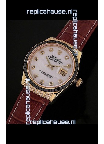 Rolex DateJust Swiss Mens Replica Yellow Gold Watch in Diamond Markers