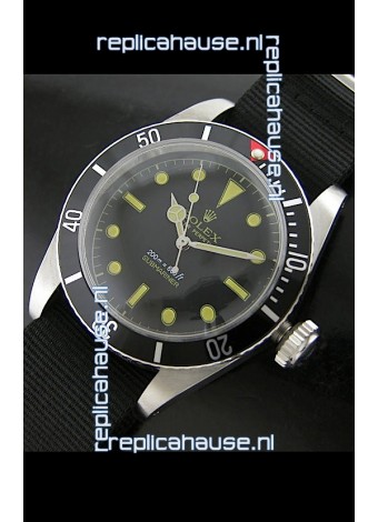 Rolex Submariner Swiss Replica Watch in Domed Crystal Nylon Strap