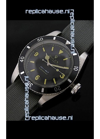 Rolex Submariner Swiss Replica Watch in Domed Crystal Grey Nylon Strap