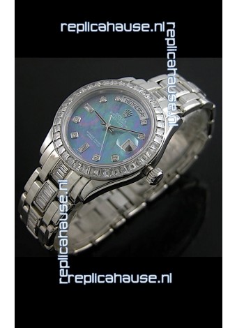 Rolex Oyster Perpetual Day Date Japanese Replica Watch in Blue Mother of Pearl Dial 