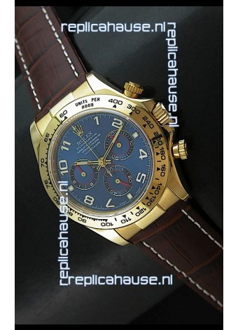 Rolex Daytona Cosmograph Swiss Replica Yellow Gold Watch in Blue Dial