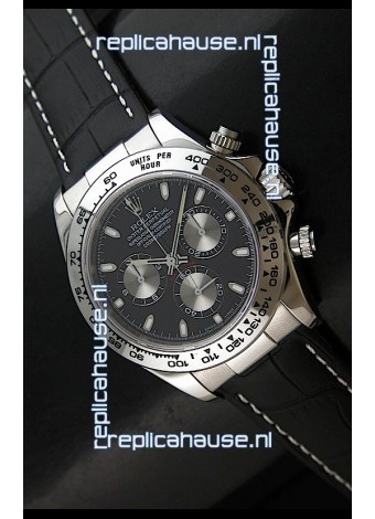 Rolex Daytona Cosmograph Swiss Replica Stainless Steel Watch in Black Dial