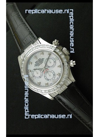 Rolex Oyster Perpetual Cosmograph Daytona Swiss Replica Watch in Black Strap