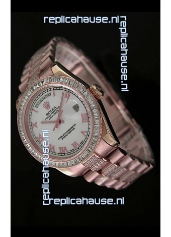 Rolex Oyster Perpetual Day Date Japanese Rose Gold Automatic Watch in Roman Markers