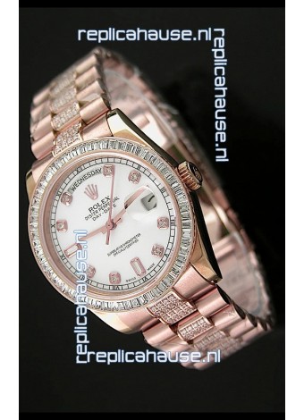 Rolex Oyster Perpetual Day Date Japanese Rose Gold Automatic Watch in Diamond Markers
