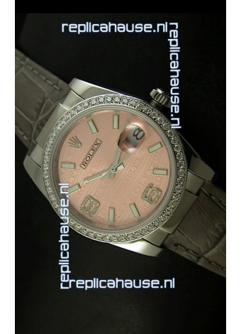 Rolex Replica Datejust Swiss Replica Watch - 37MM - Champange Dial/Grey Strap