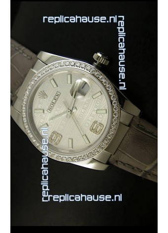 Rolex Replica Datejust Swiss Replica Watch - 37MM - Grey Dial/Strap