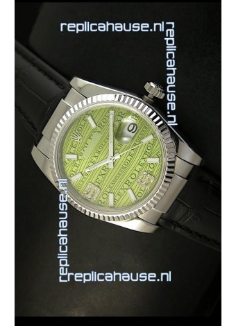 Rolex Replica Datejust Swiss Replica Watch - 37MM - Green Dial/Strap