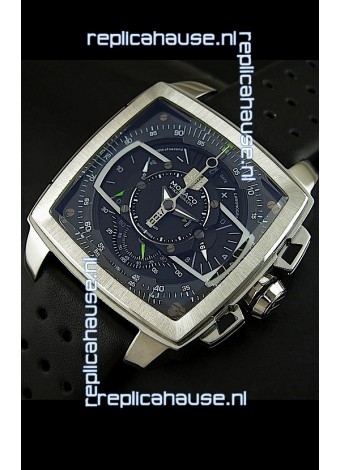 Tag Heuer Monaco Mikrograph Japanese Replica Watch in Black/Green Strap