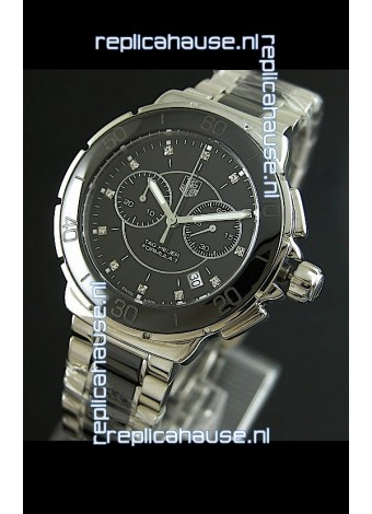Tag Heuer Formula 1 Chronograph Swiss Replica Ceramic Ladies Watch in Black Bezel