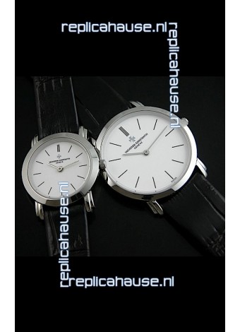 Vacheron Constantin Classical Couple Japanese Steel Watch in Leather Strap