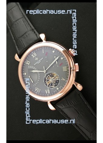 Vacheron Constantin Reserve Tourbillon Japanese Replica Rose Gold Watch in Grey Dial