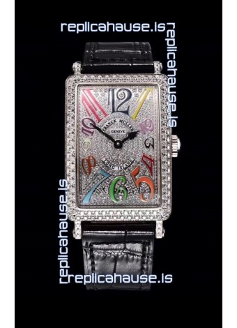 Franck Muller Long Island Color Dreams Ladies Swiss Watch in Black Strap