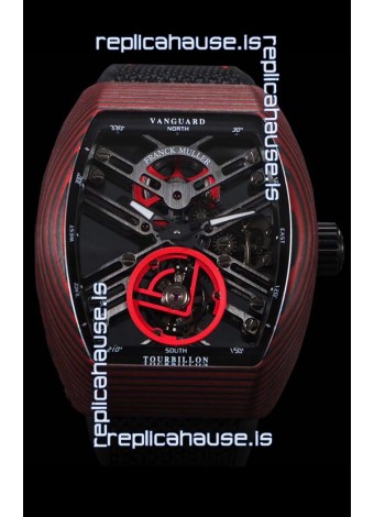 Franck Muller Vanguard Skeleton Tourbillon Red Carbon Swiss Replica Watch