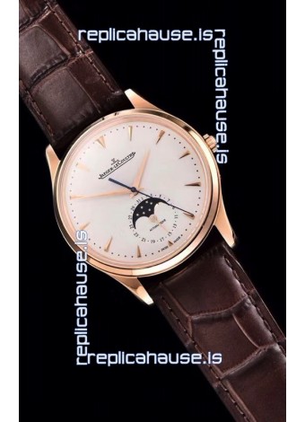 Jaeger LeCoultre Master Ultra Thin Moon Pink Gold 1:1 Mirror Replica Watch 