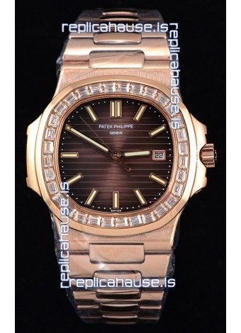 Patek Philippe Nautilus 5711/1R 1:1 Mirror Watch Baguette Diamonds Bezel
