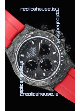 Rolex Daytona DiW Forged Cabon Casing 1:1 Mirror Replica with Red Strap 