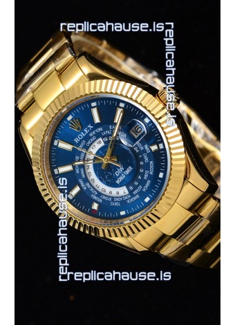 Rolex SkyDweller Swiss Watch in 18K Yellow Gold Case - DIW Edition Blue Dial 