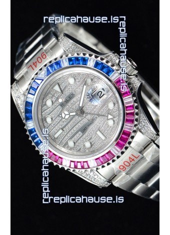 Rolex GMT Masters II Iced out Swiss watch with 904L Steel Case