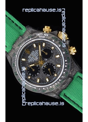 Rolex Daytona DiW Forged Cabon Casing 1:1 Mirror Replica with Green Nylon Strap 