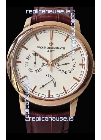 Vacheron Constantin Traditionnelle Day Date Pink Gold Swiss Replica Watch 