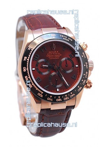 Rolex Daytona Chronograph MonoBloc Cerachrom Bezel Swiss Replica Rose Gold Plated Watch